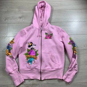 Disney Resort Minnie Mouse Walt Disney World Pink Embellished Zip Up Hoodie
